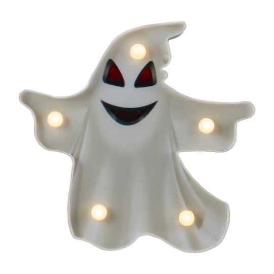 7&#x22; Lighted White Ghost Halloween Marquee Decoration